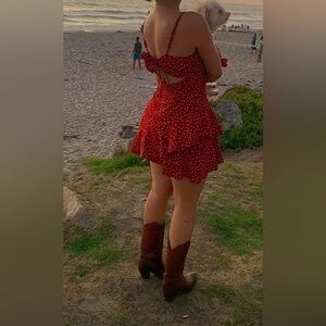 Red Polka Dot Dress with Cutout Back